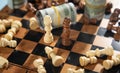 Chess figures and dollar money on the chessboard