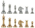 Chess figures from metal, 3D rendering