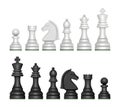 Chess figures. Strategy game symbols pawn horse knights king and queen decent vector realistic pictures Royalty Free Stock Photo