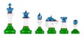 Chess figures with Uzbek flag, 3D rendering