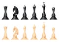 Chess figures vector set. King, queen, bishop, knight or horse, rook and pawn - standard chess pieces. Strategic board Royalty Free Stock Photo