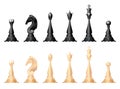 Chess figures vector set. King, queen, bishop, knight or horse, rook and pawn - standard chess pieces. Strategic board Royalty Free Stock Photo