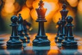 Chess figurine Board and strategy game. Business Strategy concept Royalty Free Stock Photo