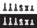 Chess Figurine Flat Vector Illustration. Six Objects Including King, Queen, Bishop, Knight, Rook, Pawn Royalty Free Stock Photo