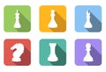 Chess flat icons set