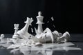 chess game aggressive attack White king chess piece destroys opponents Business planning, success concept AI generated