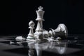 chess game aggressive attack White king chess piece destroys opponents Business planning, success concept AI generated