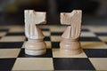 Chess game board with chess wooden pieces Royalty Free Stock Photo