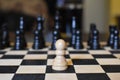 Chess game board with chess wooden pieces Royalty Free Stock Photo