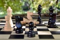 Chess game board with chess wooden pieces Royalty Free Stock Photo