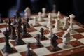 chess game, chessboard box with figures Royalty Free Stock Photo