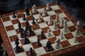 Chess game, chessboard box with figures Royalty Free Stock Photo