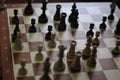 Chess game, chessboard box with figures Royalty Free Stock Photo