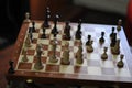 Chess game, chessboard box with figures Royalty Free Stock Photo