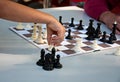 Chess game. Child and man playing chess Royalty Free Stock Photo