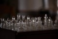 chess game with glass pieces in light Royalty Free Stock Photo