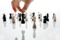 King `s fall in the chess game. Biznets concept. Disposal of the competition Royalty Free Stock Photo