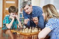 Chess game at home. Family hobby pastime Royalty Free Stock Photo