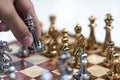 Chess game. King is moving forward to take the advantage of the game. Business competitive concept Royalty Free Stock Photo