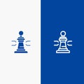 Chess, Game, Player, King, Poker Line and Glyph Solid icon Blue banner Line and Glyph Solid icon Blue banner Royalty Free Stock Photo