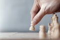 Chess game player makes a move the white pawn one step forward. Royalty Free Stock Photo