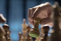 Man moving a piece on the chessboard Royalty Free Stock Photo