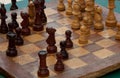 Chess Game Set Played with Wooden Pieces Royalty Free Stock Photo