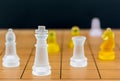 Chess glass on a wood chessboard