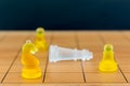 Chess glass on a wood chessboard