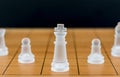 Chess glass on a wood chessboard