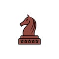chess horse with five stars line colored icon. Signs and symbols can be used for web, logo, mobile app, UI, UX