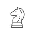 Chess horse, knight piece, strategy line icon. Royalty Free Stock Photo