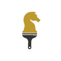 Chess paint vector logo design template. Chess horse with paint brush icon design. Royalty Free Stock Photo