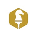 Chess paint vector logo design template. Chess horse with paint brush icon design. Royalty Free Stock Photo