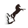 Chess horse with shadow as a wild horse on white. Potentiality concept Royalty Free Stock Photo