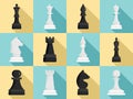 Chess icon set, flat style Royalty Free Stock Photo