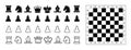 Chess icons and chessboard. Royalty Free Stock Photo