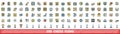 100 chess icons set, color line style Royalty Free Stock Photo