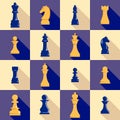 Chess icons set, flat style Royalty Free Stock Photo