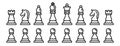 Chess icons set, outline style