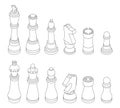 Chess icons set vector outline Royalty Free Stock Photo