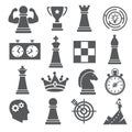Chess icons set on white background