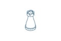 Chess isometric icon. 3d line art technical drawing. Editable stroke vector