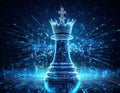 Chess King with Blurred Binary Data and Computer Network Background Royalty Free Stock Photo