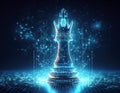 Chess King with Blurred Binary Data and Computer Network Background Royalty Free Stock Photo