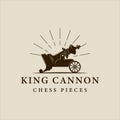 chess king cannon creative logo vector vintage illustration template icon graphic design. sport strategy sign or symbol for Royalty Free Stock Photo