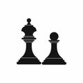 Chess king and chess pawn icon, simple style Royalty Free Stock Photo
