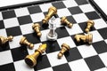 A chess king last stand as a true winner.Money competitiveness concept. Copy space