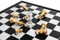 A chess king last stand as a true winner.Money competitiveness concept. Copy space