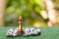 A chess king last stand as a true winner.Money game concept Royalty Free Stock Photo